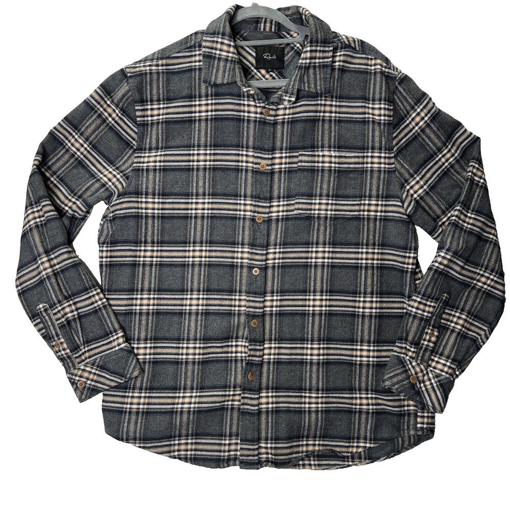 Rails Forrest Charcoal Plaid Button Front Shirt Jacket Cotton Mens XL Skate
